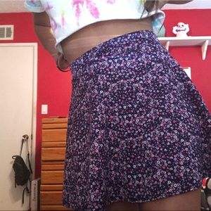 Purple floweric high waisted mini skirt